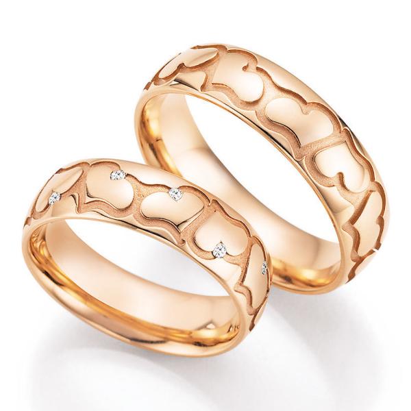 Nowotny-Collection Ruesch Trauringe Rotgold 66/38010-060 + 66/38020-060